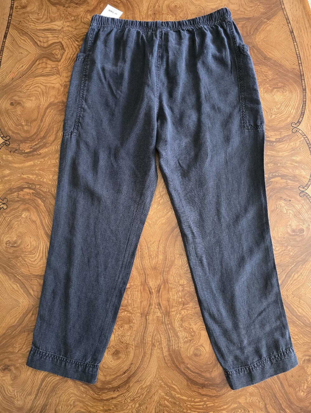 Splendid Linen Blend Drawstring Pull-On Pants, Charcoal Gray, Womens size M NWT - Picture 2 of 8
